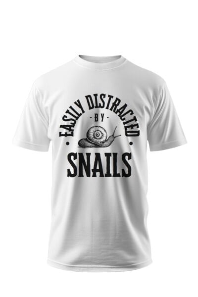 Easily Distracted Snails Yazılı Salyangoz Tasarımlı Basic Tişört