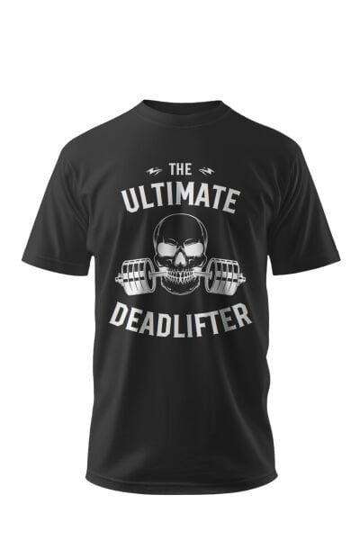 The Ultimate Deadlifter Yazılı Kurukafa Tasarımlı Basic Tişört