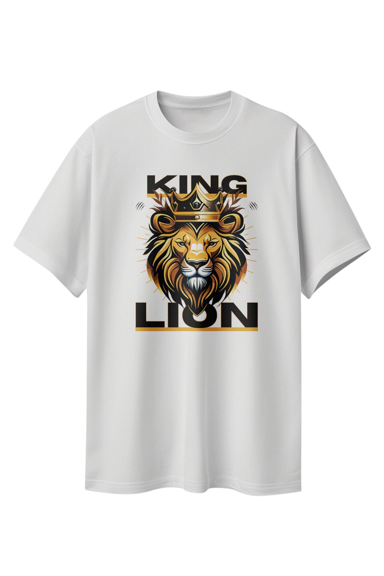 King Lion Aslan Temalı Tasarım Oversize Tişört