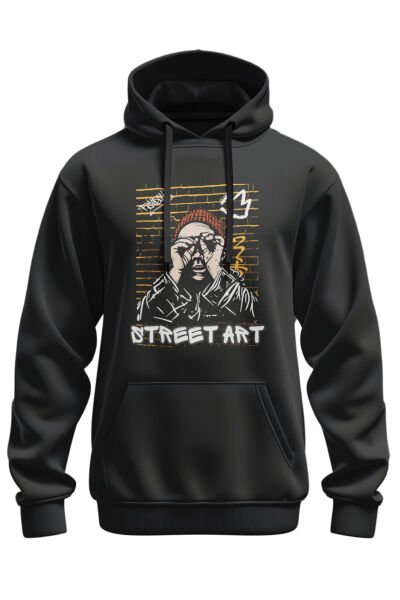 Street Art Yazılı Tasarım Kapşonlu Sweatshirt