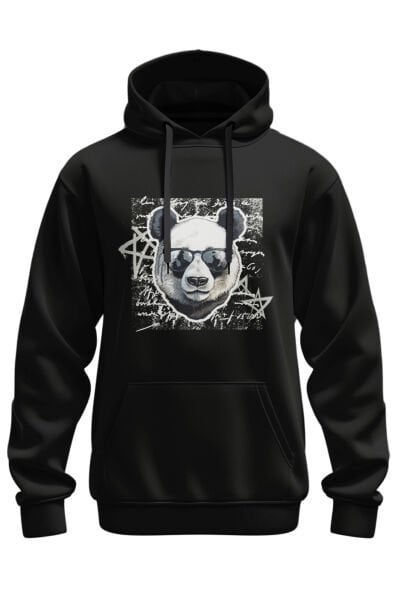 Panda Figürlü Tasarım Kapşonlu Sweatshirt