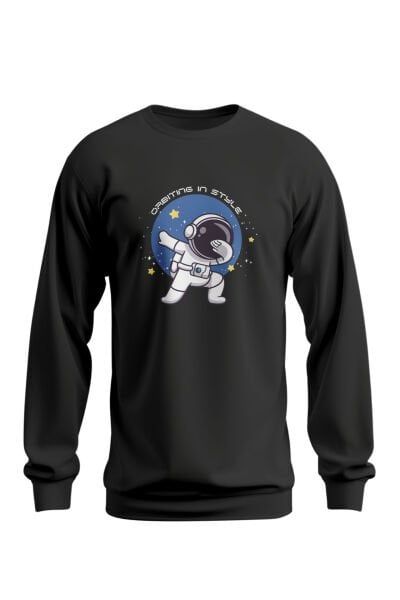 Astronot Figürlü Tasarım Sweatshirt