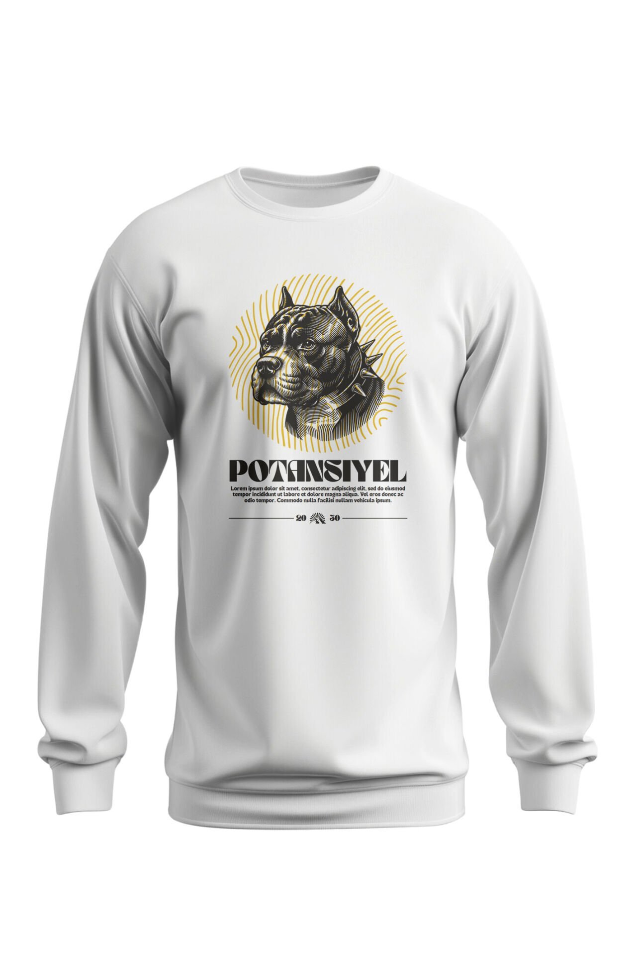 Pitbull Figürlü Tasarım Sweatshirt